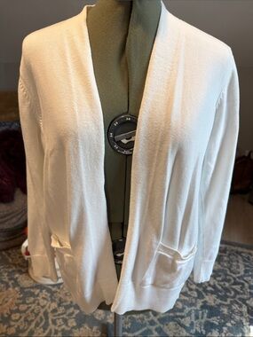 croft & barrow White Open-Front Pocket Cardigan
